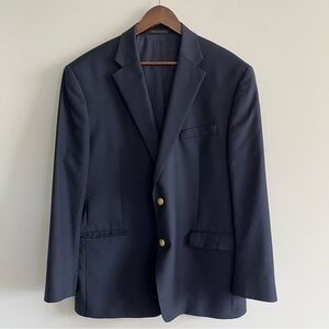 Lauren Ralph Lauren Men's Navy Blazer  Two Gold Button 100% Wool Size 44R